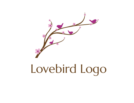 birds in the tree with flowers logo