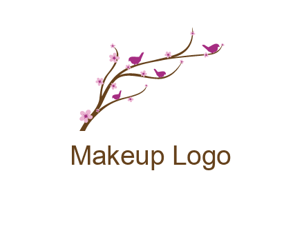birds in the tree with flowers logo