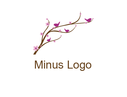 birds in the tree with flowers logo