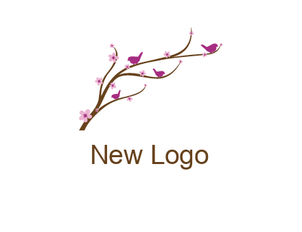 birds in the tree with flowers logo