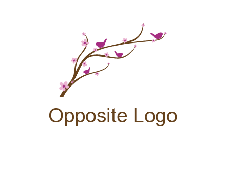 birds in the tree with flowers logo