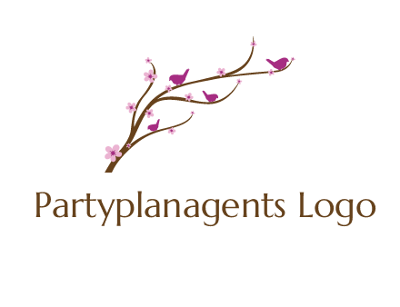 birds in the tree with flowers logo