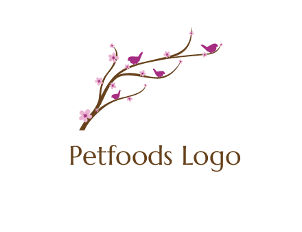 birds in the tree with flowers logo