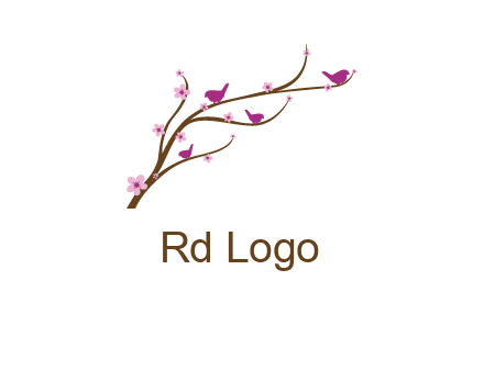 birds in the tree with flowers logo