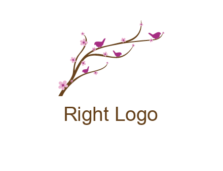 birds in the tree with flowers logo