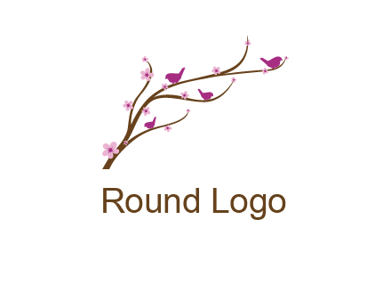 birds in the tree with flowers logo