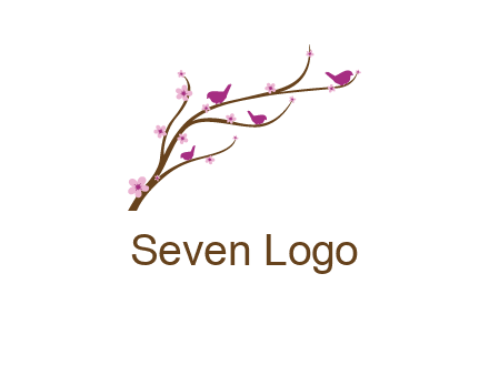 birds in the tree with flowers logo