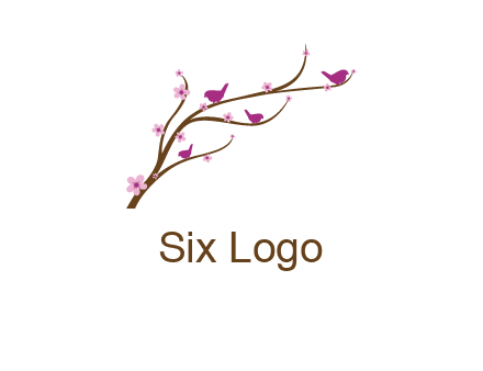 birds in the tree with flowers logo