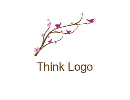 birds in the tree with flowers logo