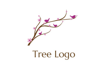 birds in the tree with flowers logo