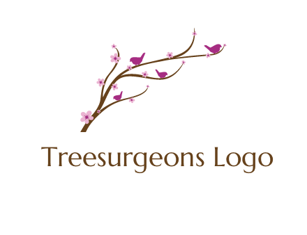 birds in the tree with flowers logo