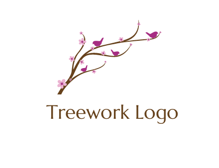 birds in the tree with flowers logo