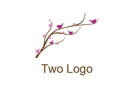 birds in the tree with flowers logo