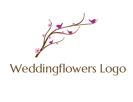 birds in the tree with flowers logo