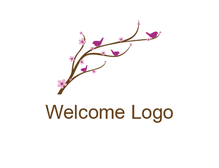 birds in the tree with flowers logo