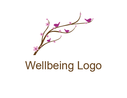 birds in the tree with flowers logo