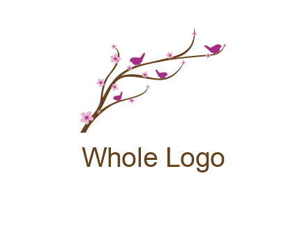 birds in the tree with flowers logo