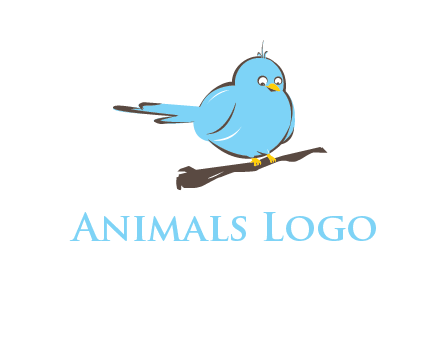 cartoon bird sit on wood logo