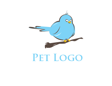 cartoon bird sit on wood logo