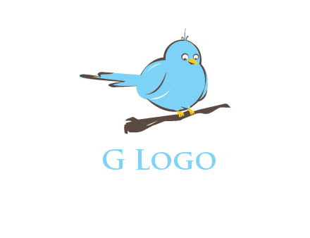 cartoon bird sit on wood logo