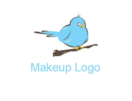 cartoon bird sit on wood logo