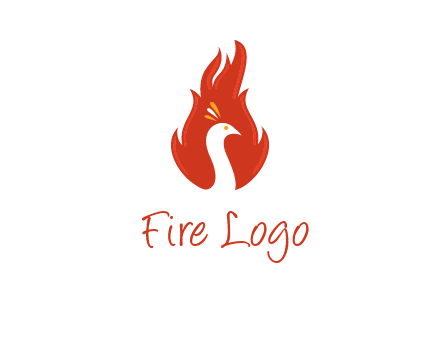 abstract peacock in fire flames icon