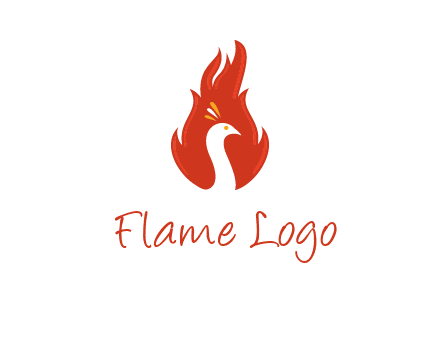 abstract peacock in fire flames icon