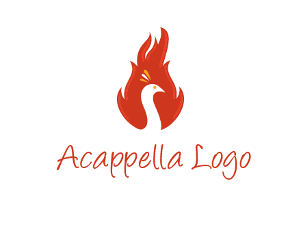 abstract peacock in fire flames icon