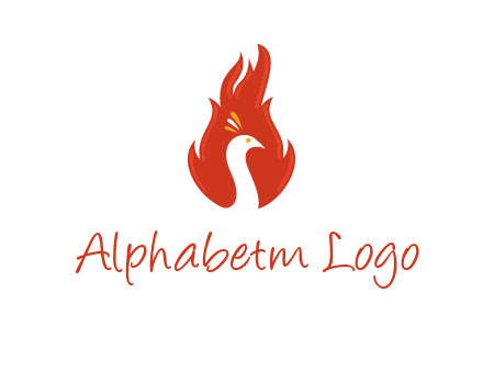 abstract peacock in fire flames icon