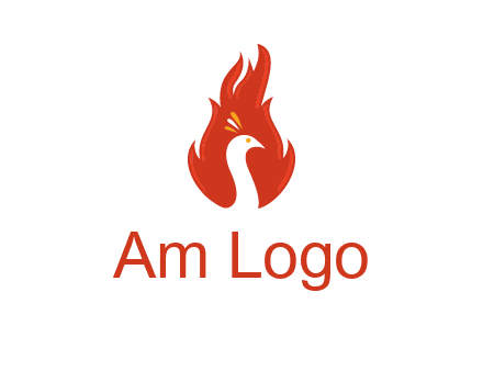 abstract peacock in fire flames icon