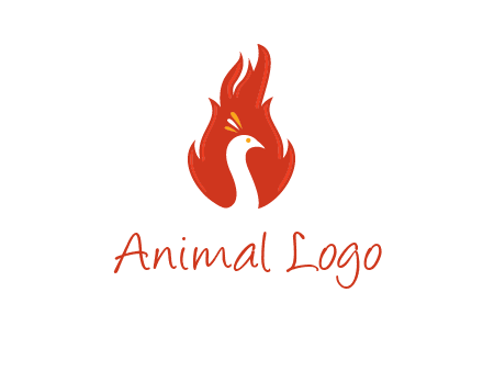abstract peacock in fire flames icon