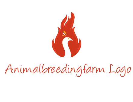 abstract peacock in fire flames icon