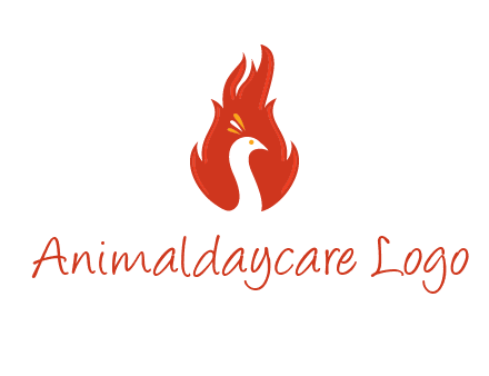 abstract peacock in fire flames icon