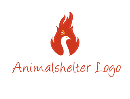 abstract peacock in fire flames icon