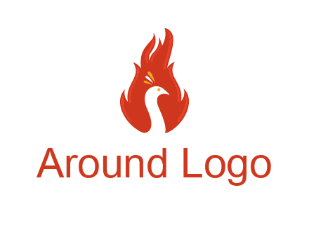 abstract peacock in fire flames icon