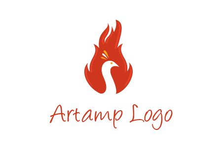 abstract peacock in fire flames icon