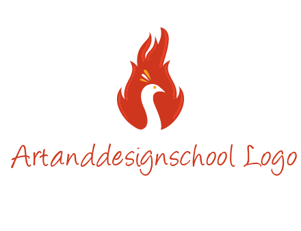abstract peacock in fire flames icon