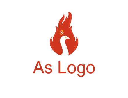 abstract peacock in fire flames icon