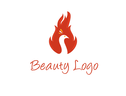 abstract peacock in fire flames icon