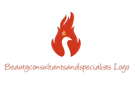 abstract peacock in fire flames icon