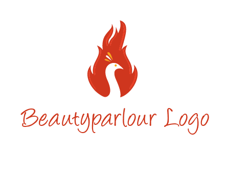 abstract peacock in fire flames icon