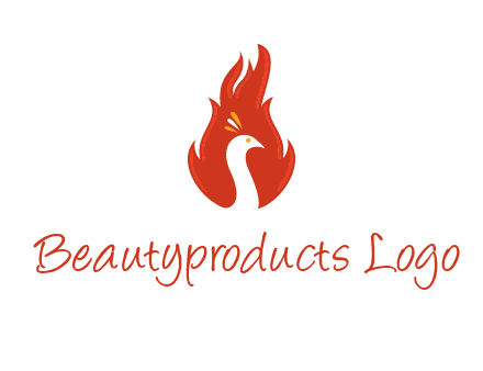 abstract peacock in fire flames icon
