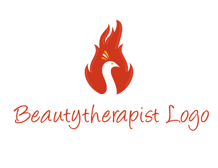 abstract peacock in fire flames icon