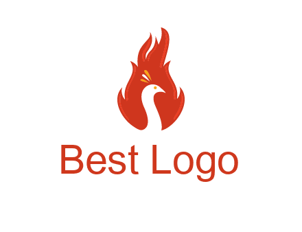 abstract peacock in fire flames icon