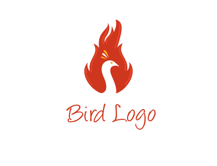 abstract peacock in fire flames icon