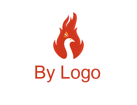 abstract peacock in fire flames icon