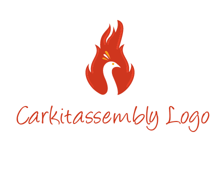 abstract peacock in fire flames icon