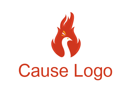 abstract peacock in fire flames icon