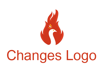 abstract peacock in fire flames icon