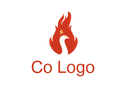 abstract peacock in fire flames icon